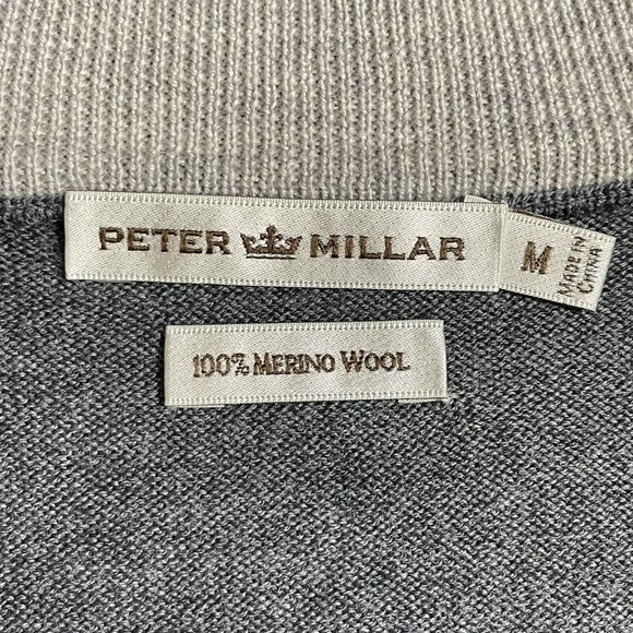 NWOT Peter Millar 100% Merino Wool 1/4 Zip Pullover Vest Gray Medium Men - Picture 3 of 7